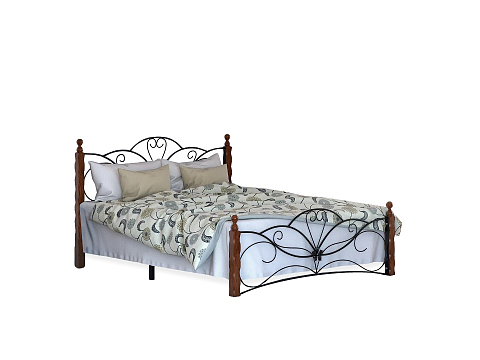 Кровать из массива Garda 11R - Изящная кровать с металлической фигурной решеткой и фигурным изголовьем.