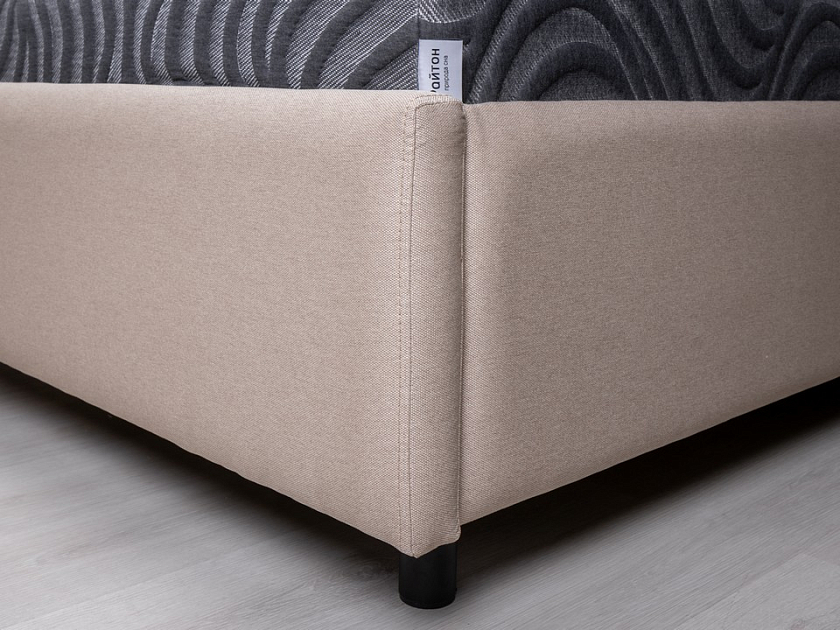 Кровать Nuvola-8 NEW 160x190 Ткань: Рогожка Тетра Ореховый - Кровать в лаконичном стиле с горизонтальной отстрочкой  в изголовье