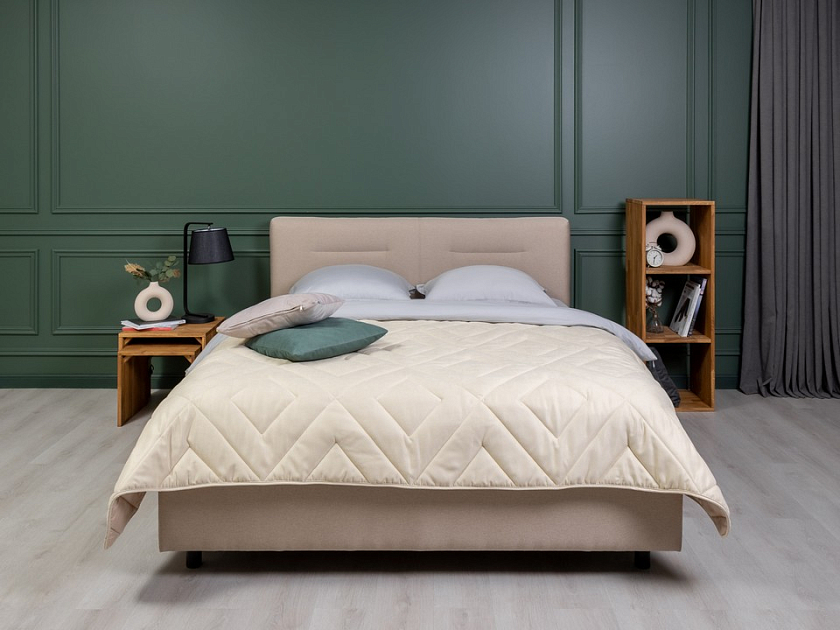 Кровать Nuvola-8 NEW 160x200 Ткань: Велюр Forest 560 Морская волна - Кровать в лаконичном стиле с горизонтальной отстрочкой  в изголовье
