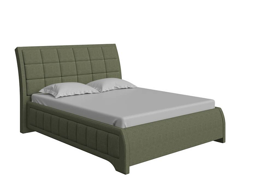 Кровать Foros 160x200 Ткань: Флок Бентлей Дымчатый - Кровать необычной формы в стиле арт-деко.