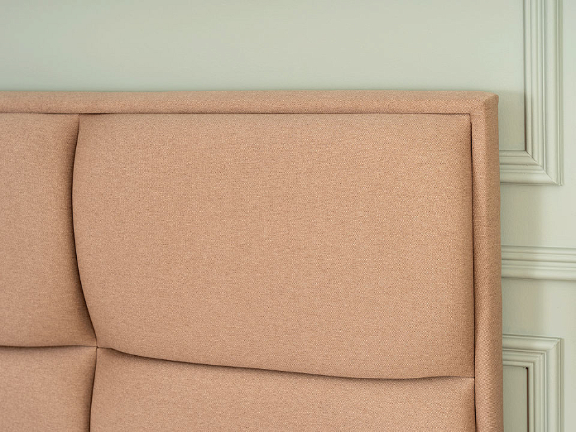 Кровать Malina 160x200 Ткань: Рогожка Тетра Бежевый - Изящная кровать без встроенного основания из массива сосны с мягкими элементами.