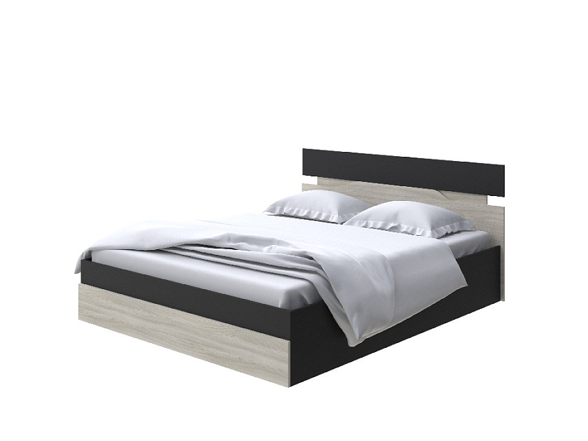 Кровать Milton с подъемным механизмом 120x200 ЛДСП Черный/Ясень Шимо Светлый - Современная кровать с подъемным механизмом.