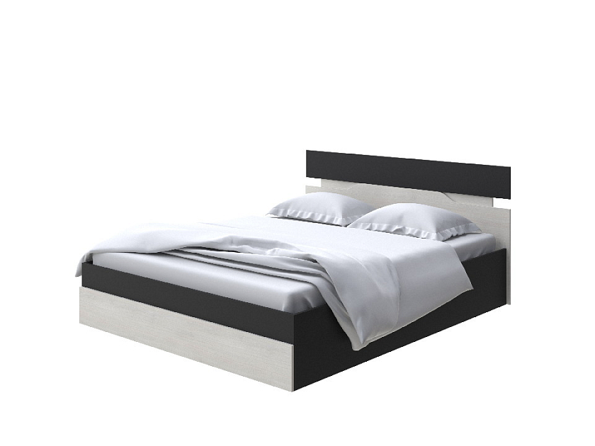 Кровать Milton с подъемным механизмом 160x200 ЛДСП Черный/Дуб Шамони светлый - Современная кровать с подъемным механизмом.