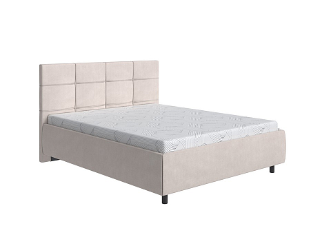 Двуспальная кровать с кожаным изголовьем New Life - Кровать в стиле минимализм с декоративной строчкой