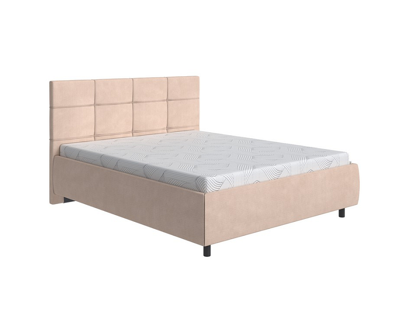 Кровать New Life 160x190 Ткань: Рогожка Тетра Имбирь - Кровать в стиле минимализм с декоративной строчкой