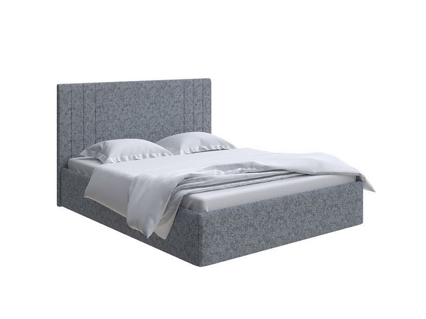 Кровать Liberty 160x200 Ткань: Рогожка Levis 85 Серый - Аккуратная мягкая кровать в обивке из мебельной ткани