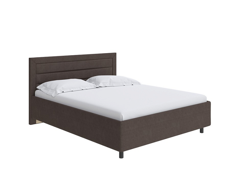 Кровать Next Life 2 160x190 Ткань: Рогожка Тетра Брауни - Cтильная модель в стиле минимализм с горизонтальными строчками