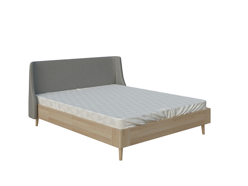 Кровать Lagom Side Wood 160x200 Ткань/Массив (дуб) Beatto Арабика/Масло-воск Natura (Дуб) - Оригинальная кровать без встроенного основания из массива сосны с мягкими элементами.