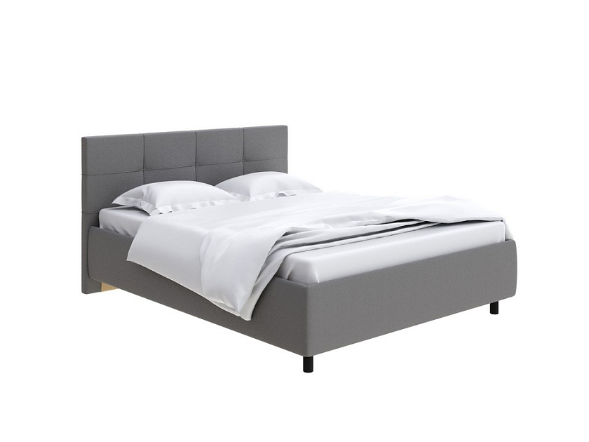 Кровать Next Life 1 160x190 Ткань: Рогожка Тетра Яблоко - Современная кровать в стиле минимализм с декоративной строчкой