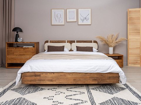 Двуспальная деревянная кровать Minima - Кровать из массива с округленным изголовьем. 
