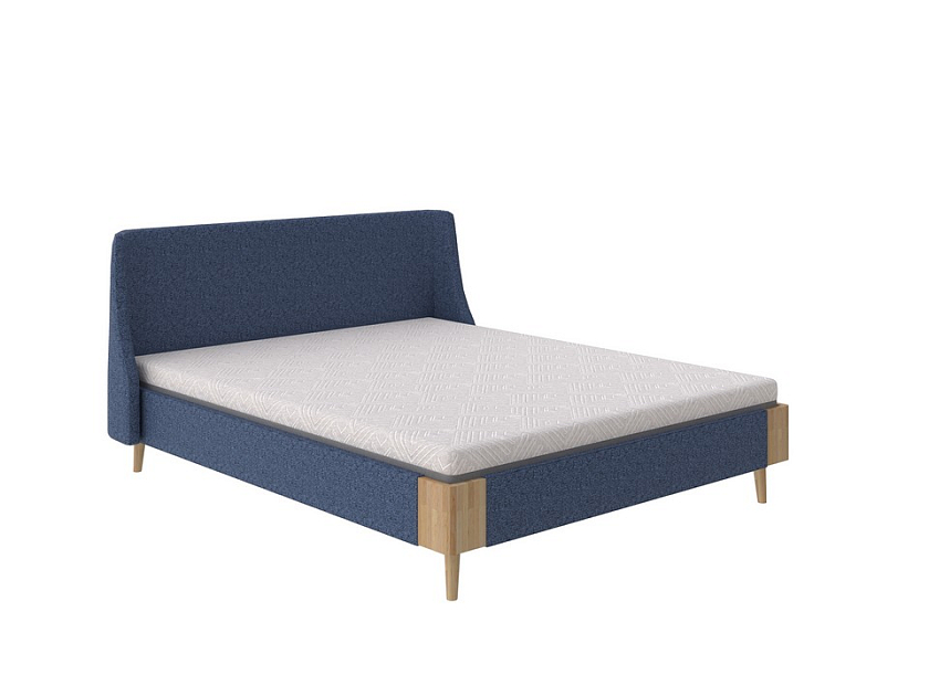 Кровать Lagom Side Soft 180x200 Ткань/Массив Beatto Атлантика/Масло-воск Natura (бук) - Оригинальная кровать в обивке из мебельной ткани.