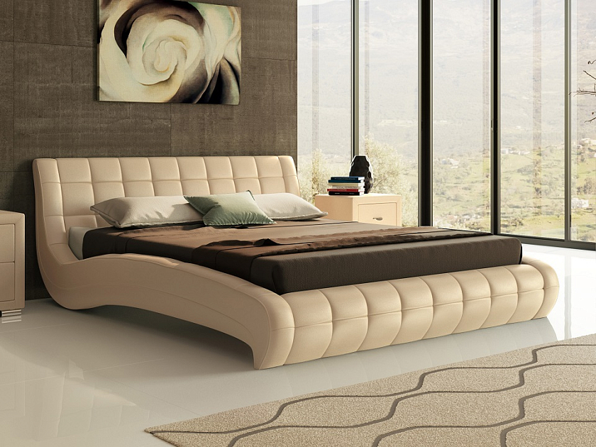 Кровать Nuvola-1 160x200 Ткань: Рогожка Тетра Брауни - Кровать футуристичного дизайна из экокожи класса «Люкс».
