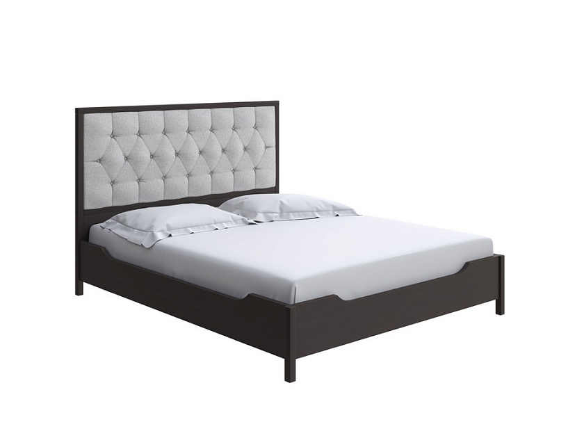 Кровать Vester 200x200 Ткань/Массив Лама Светло-серый/Венге (сосна) - Современная кровать со встроенным основанием