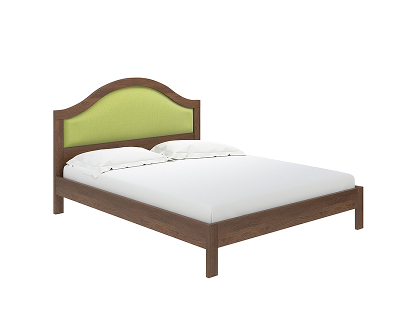 Кровать Ontario 90x200 Ткань/Массив Тетра Яблоко/Орех (сосна) - Уютная кровать из массива с мягким изголовьем