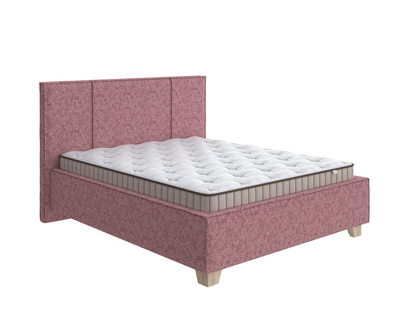 Кровать Hygge Line 120x200 Ткань: Рогожка Levis 62 Розовый - Мягкая кровать с ножками из массива березы и объемным изголовьем