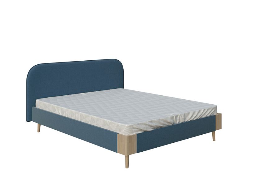 Кровать Lagom Plane Soft 80x190 Ткань/Массив (береза) Лама Авокадо/Масло-воск Natura (Береза) - Оригинальная кровать в обивке из мебельной ткани.